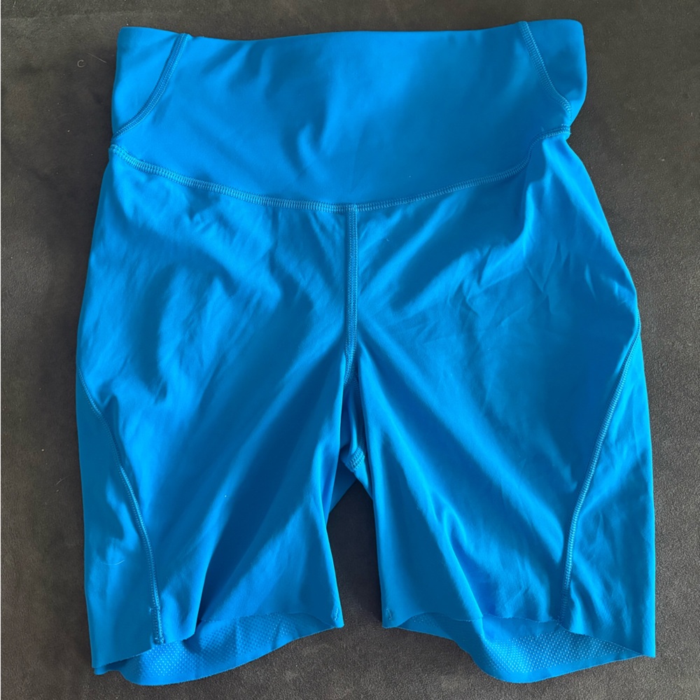 Vibrant Blue lululemon biker shorts. Perfect for workouts!